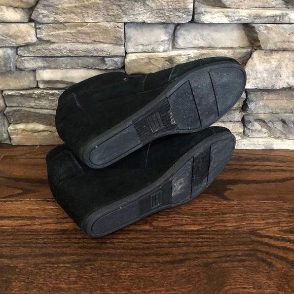 Toms Black Suede Desert Wedge Ankle Boots Booties 380515 Women Size 9 Lace Up, - Picture 13 of 13